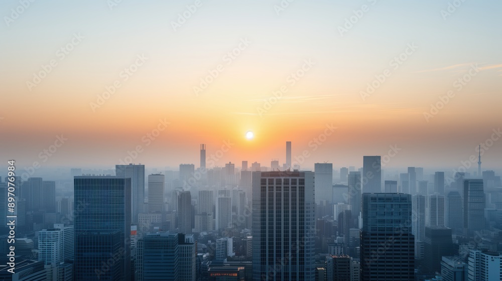 Cityscape with Skyscrapers at Sunrise. Cityscape featuring towering skyscrapers at sunrise, with a clear sky and soft morning light illuminating the buildings. Cityscape with Skyscrapers at Sunrise. Cityscape featuring towering skyscrapers at sunrise, with a clear sky and soft morning light illuminating the buildings.