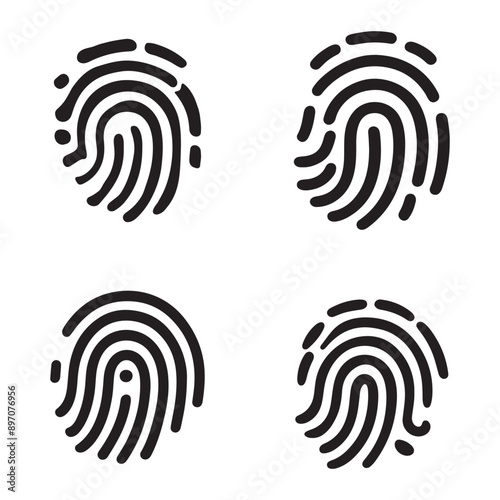 Digital fingerprint, finger print fingerprint lock secure security logo vector icon illustration photo