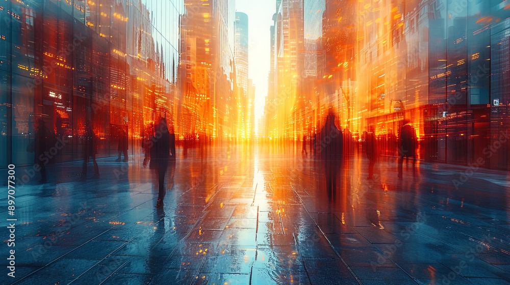sunset in the city,Abstract Urban Motion: Dreamy Oranges & Blues, Silhouettes in Motion sunset in the city,Abstract Urban Motion: Dreamy Oranges & Blues, Silhouettes in Motion