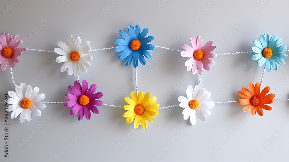 Obraz premium Whimsical daisy chain, ideal for adding a playful and cheerful floral touch to nursery rooms