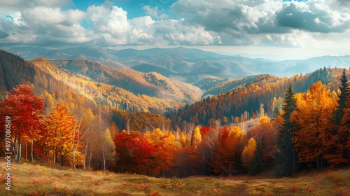 Majestic Autumn Mountains. Vibrant autumn scenery