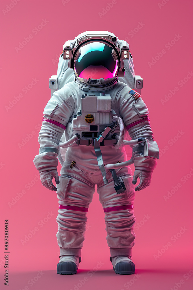 3d astronaut character isolated, hover flying style, pink background, in a distant planet 3d astronaut character isolated, hover flying style, pink background, in a distant planet