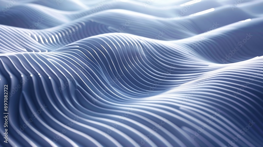 Modern and elegant design with smooth lines and abstract blue background, evoking depth and motion with a wavy surface Modern and elegant design with smooth lines and abstract blue background, evoking depth and motion with a wavy surface