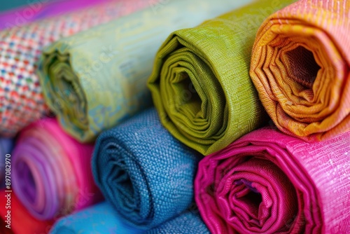 colorful fabric rolled background photo