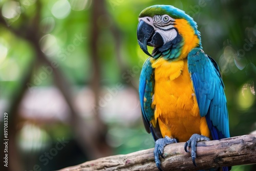 colorful macaw on branch photo