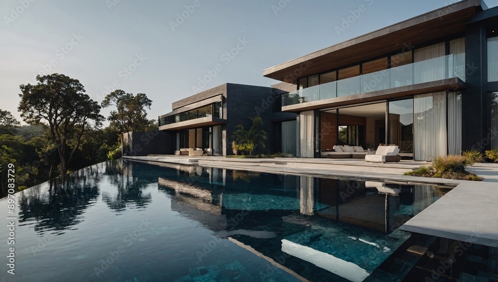 Elegant modern mansion with pool area Elegant modern mansion with pool area