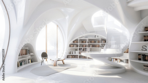 Futuristic office white interior design © Adrian Grosu
