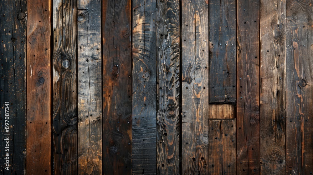 Backdrop crafted from rustic brown wooden planks, featuring a beautiful weathered texture Backdrop crafted from rustic brown wooden planks, featuring a beautiful weathered texture