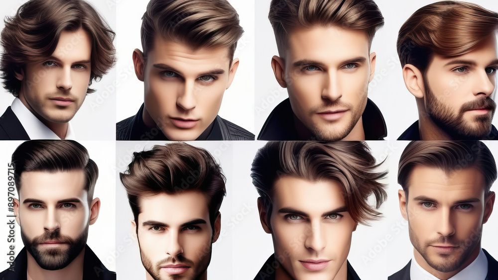 Stylish Men's Haircuts Collage for Grooming Magazine