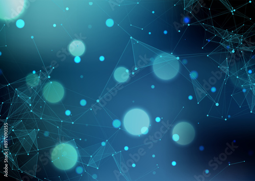 Abstract techno background with low poly plexus design 