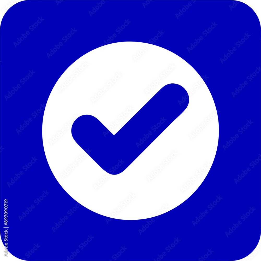 A blue square containing a white check mark symbol A blue square containing a white check mark symbol