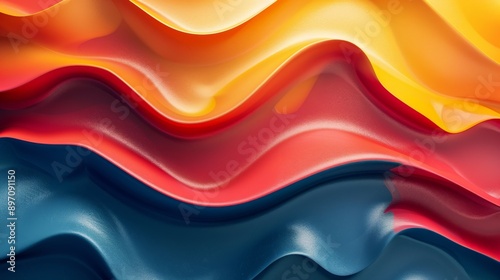 Abstract Wavy Pattern in Blue, Red, and Yellow