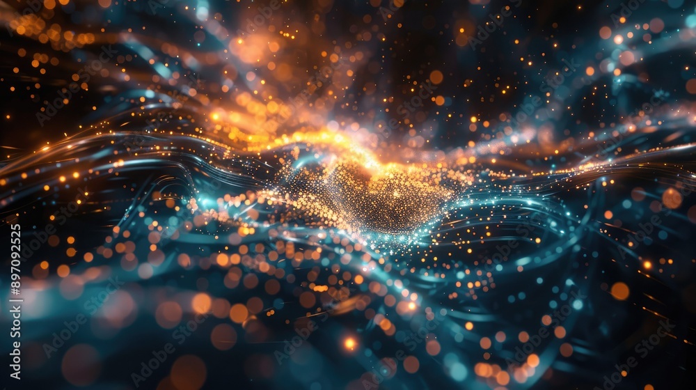Dynamic 3D particles creating a sense of digital energy Dynamic 3D particles creating a sense of digital energy
