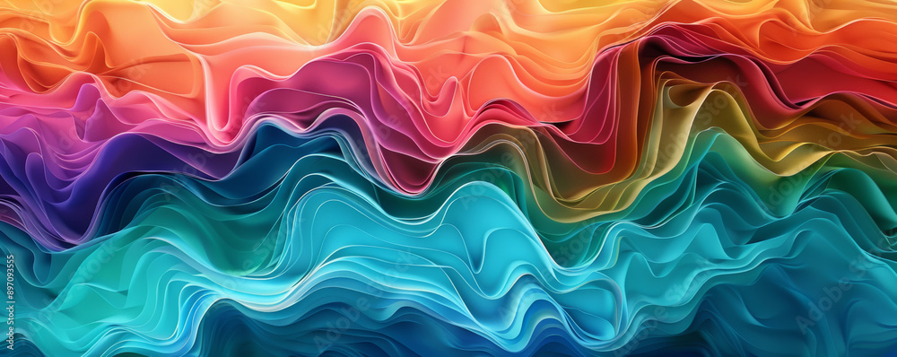 Colorful abstract folds of fabric, vibrant flowing Colorful abstract folds of fabric, vibrant flowing