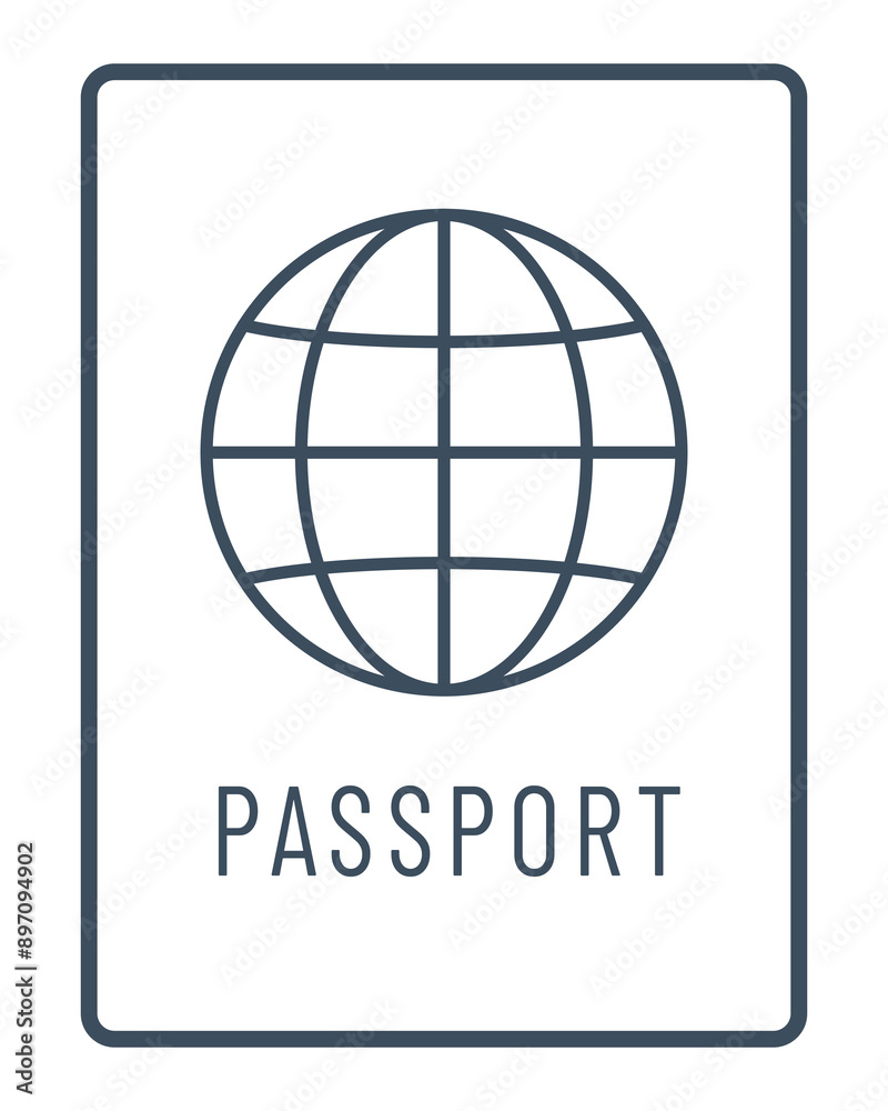 PNG outline travel passport icon, transparent background PNG outline travel passport icon, transparent background