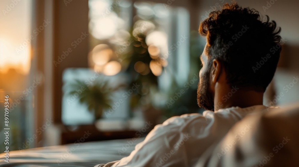 A contemplative individual sitting by a bright window with a beautiful blurred background of indoor plants, capturing a serene moment of self-reflection and tranquility. A contemplative individual sitting by a bright window with a beautiful blurred background of indoor plants, capturing a serene moment of self-reflection and tranquility.