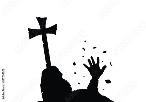 Hand of Walking Dead Man out of the Grave. National seasonal holiday concept vector
