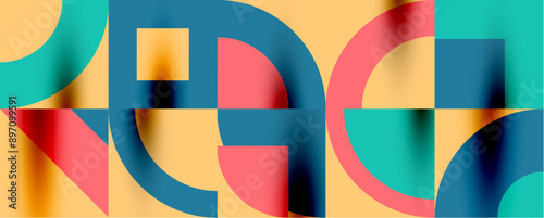 Neo memphis geometric pattern with circles, squares. Pop art abstract background for covers, banners, flyers and posters and other templates