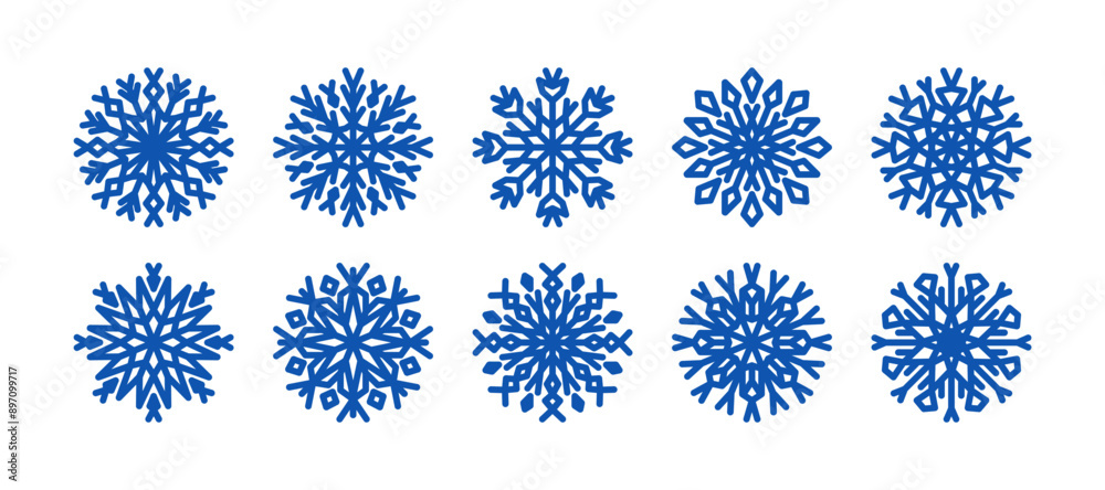 Blue snowflake icons set, winter vector illustration. Collection line art snowflakes, crystal ornament. Design element for new year, christmas cards. Outline snow flakes for winter design, decor. Blue snowflake icons set, winter vector illustration. Collection line art snowflakes, crystal ornament. Design element for new year, christmas cards. Outline snow flakes for winter design, decor.