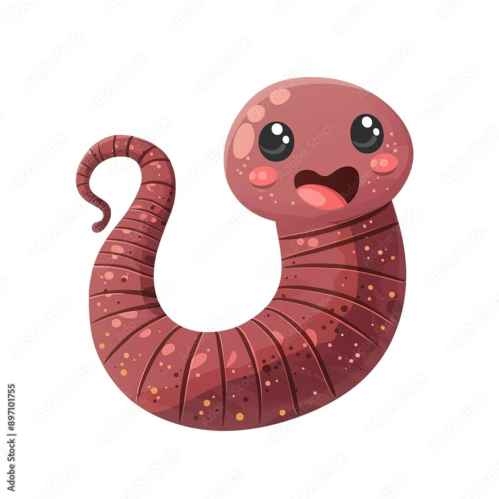 Fototapeta premium Earthworm Japanese Street animal fashion cartoon isolated whitebackground 16:9