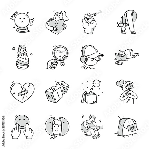 WebBundle of Water Sports Doodle Icons 

