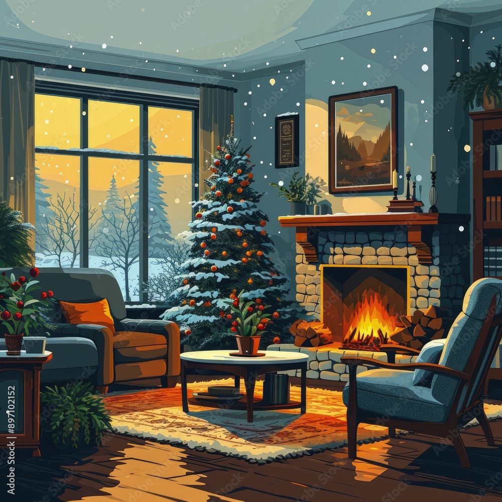 Flat and Simple Fireplace Animation in Vector SVG Style Flat and Simple Fireplace Animation in Vector SVG Style