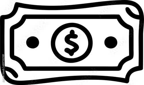 Black and white icon of a dollar bill with a dollar sign