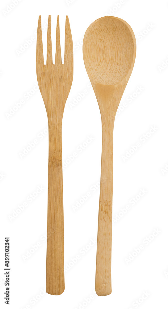 Wooden spoon and fork design element Wooden spoon and fork design element