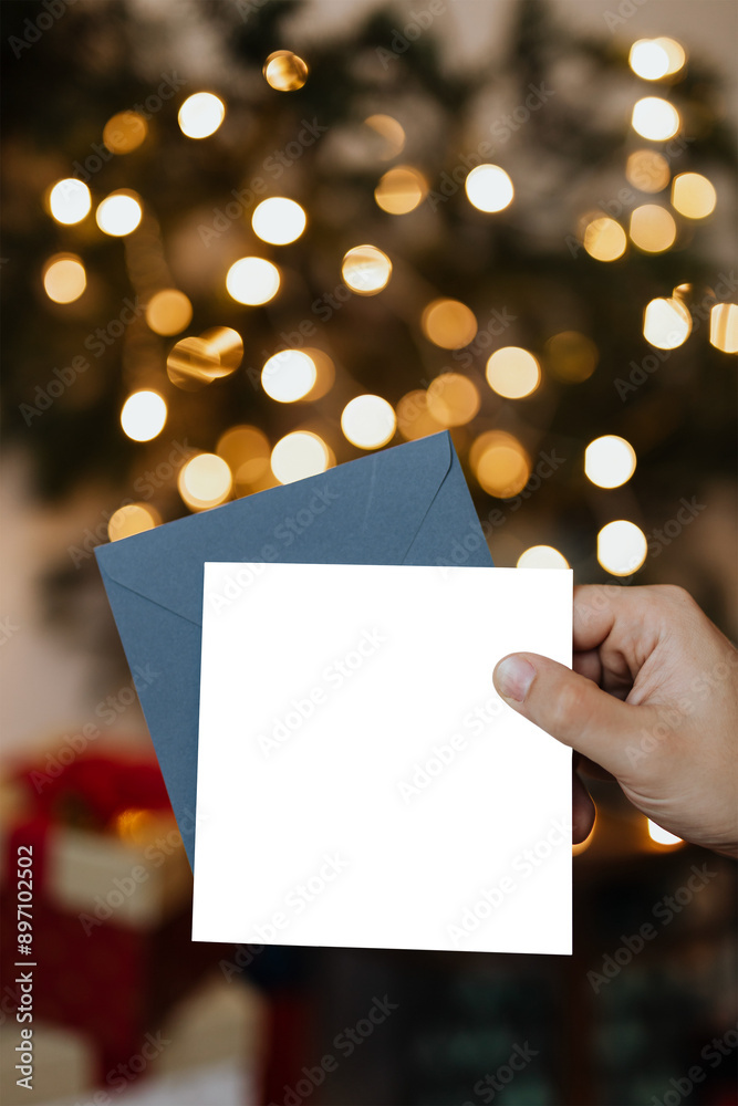 Hand holding Christmas card transparent png Hand holding Christmas card transparent png