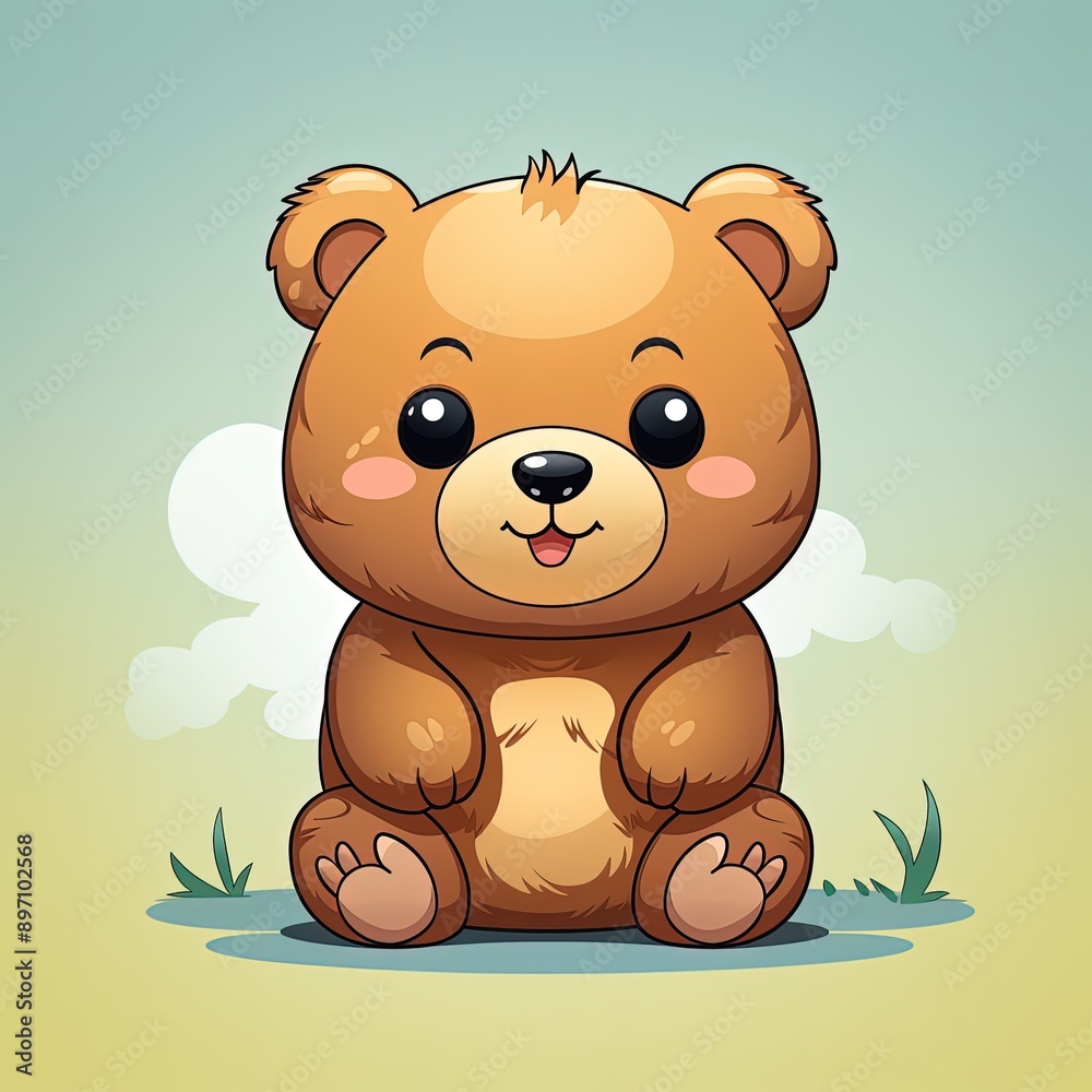 Obraz premium Playful and Sweet Flat Design of a Little Bear