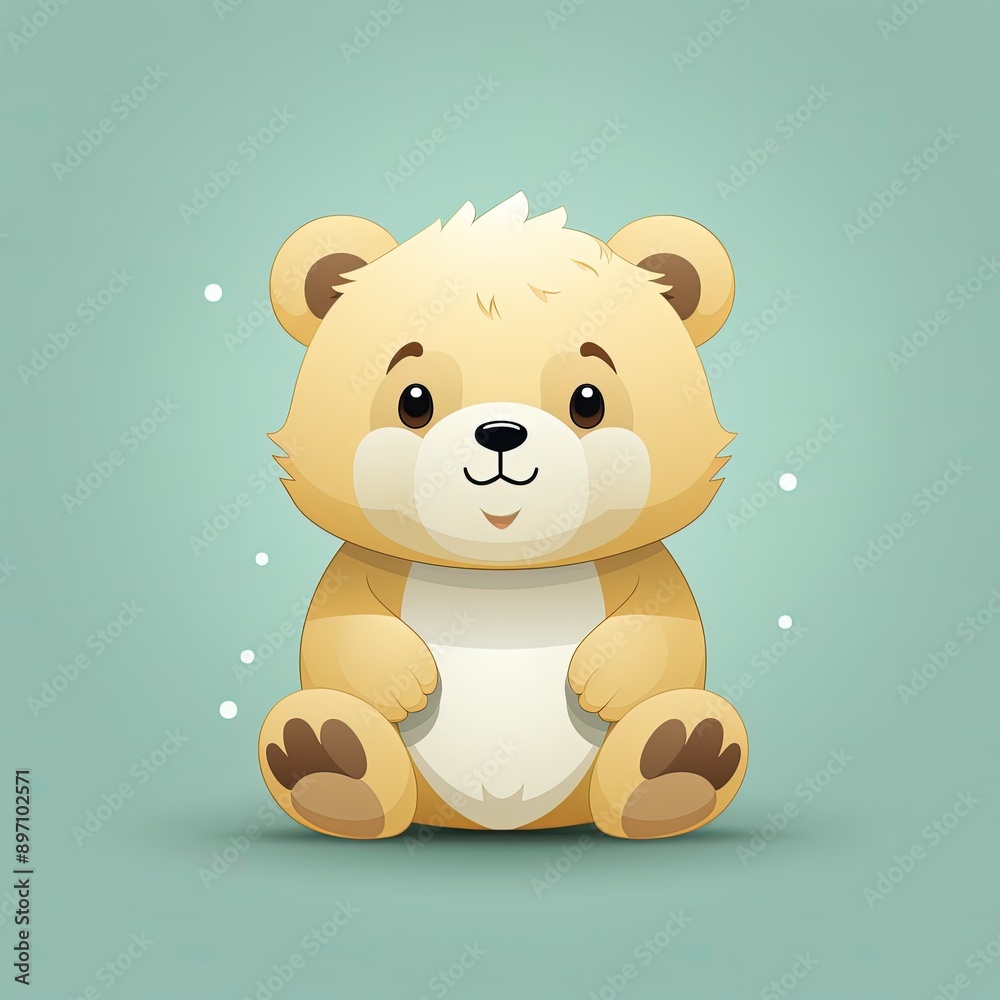 Playful and Sweet Flat Design of a Little Bear Playful and Sweet Flat Design of a Little Bear