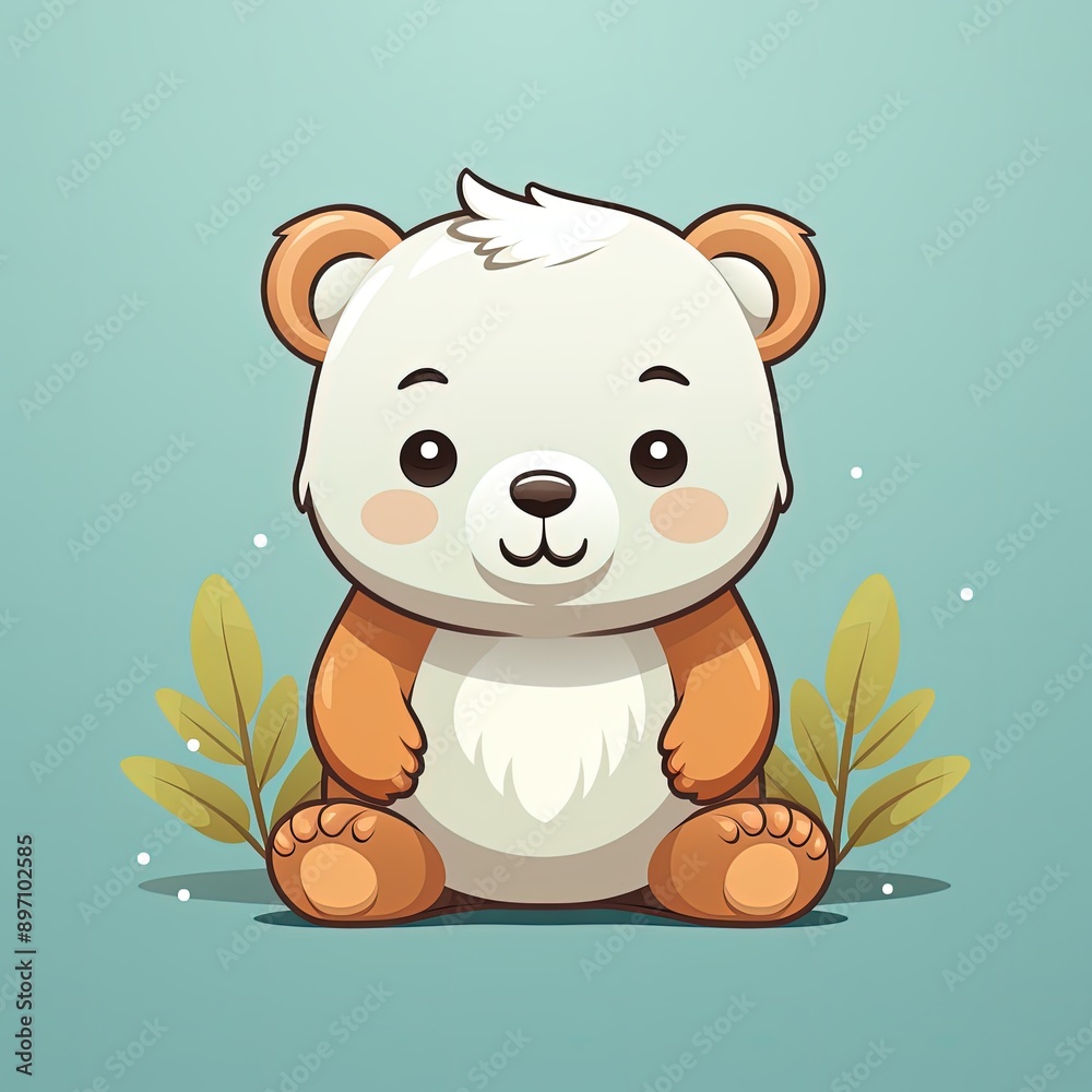 Fototapeta premium Playful and Sweet Flat Design of a Little Bear