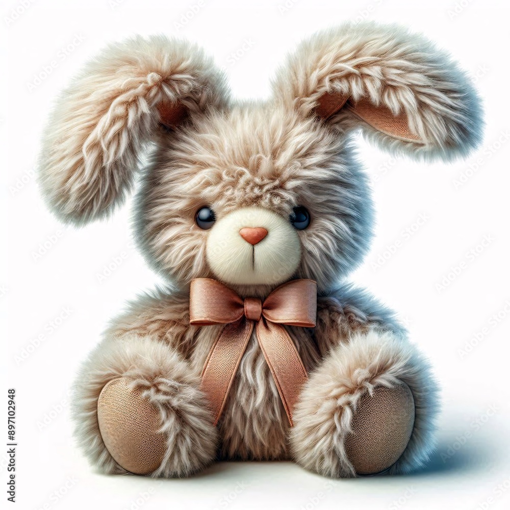 Cute plush animal illustration on white backround