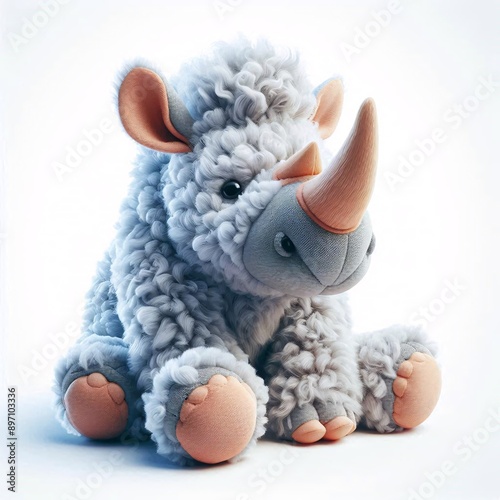 Cute plush animal illustration on white backround photo