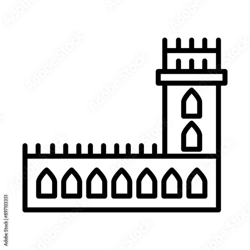 Belem tower line icon