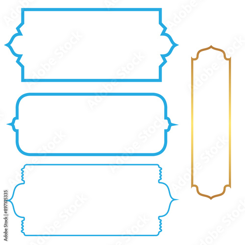 Set of decorative luxury golden arabic islamic banner title frame transparent background gold text box clipart	
