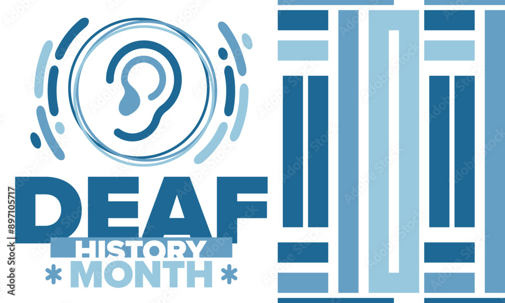 National Deaf History Month. Celebrated from March through April in United States. In honour of the achievement of the deaf and hard of hearing. Poster, postcard, banner. Vector illustration National Deaf History Month. Celebrated from March through April in United States. In honour of the achievement of the deaf and hard of hearing. Poster, postcard, banner. Vector illustration