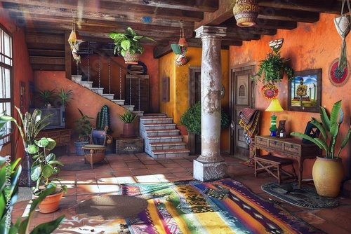 ai generative interior of a traditional mexican house