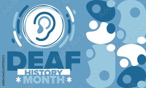 National Deaf History Month. Celebrated from March through April in United States. In honour of the achievement of the deaf and hard of hearing. Poster, postcard, banner. Vector illustration