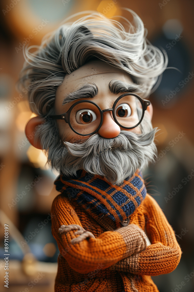 Portrait of a cute 3d old man character 3d rendering Portrait of a cute 3d old man character 3d rendering