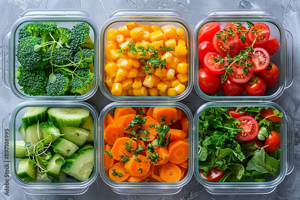 Healthy meal prep containers modern style clean lines neutral background organized layout Healthy meal prep containers modern style clean lines neutral background organized layout