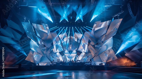Concert stage with a gigantic, shape-shifting screen backdrop