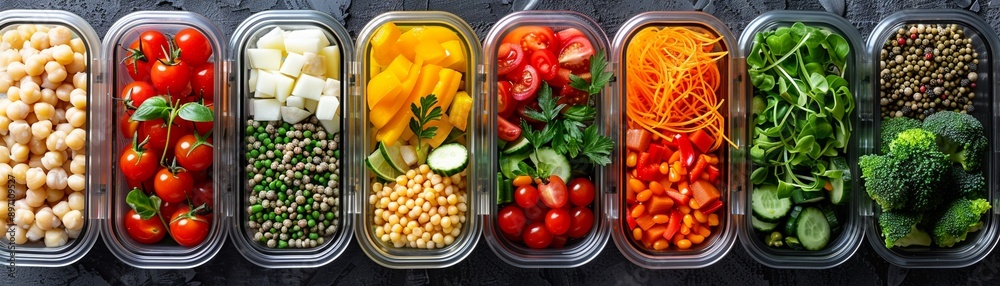 Healthy meal prep containers modern style clean lines neutral background organized layout Healthy meal prep containers modern style clean lines neutral background organized layout