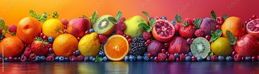 Tropical fruit salad with vibrant colors surrealism bright hues whimsical background Tropical fruit salad with vibrant colors surrealism bright hues whimsical background