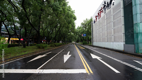 Photo of a street after tornado in Taipei Taiwan