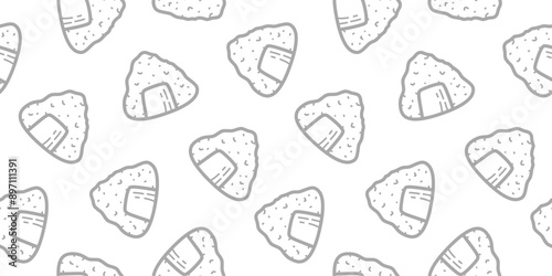 onigiri pattern background. Japanese food seamless pattern. onigiri rice balls doodle illustration. Onigiri Japanese Food Pattern background. Japanese rice balls seamless pattern background.