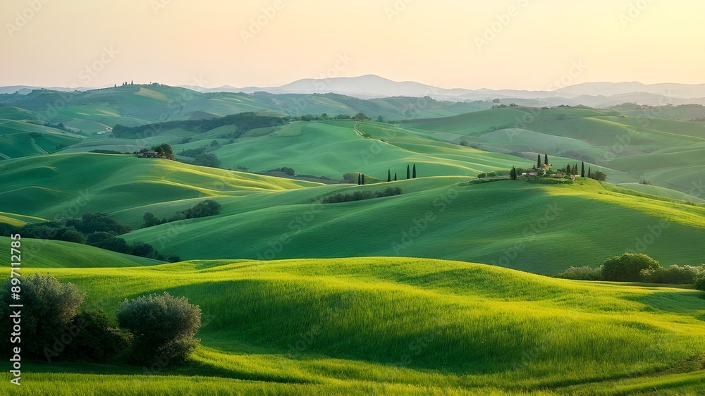 Fototapeta premium landscape with field and rolling hills