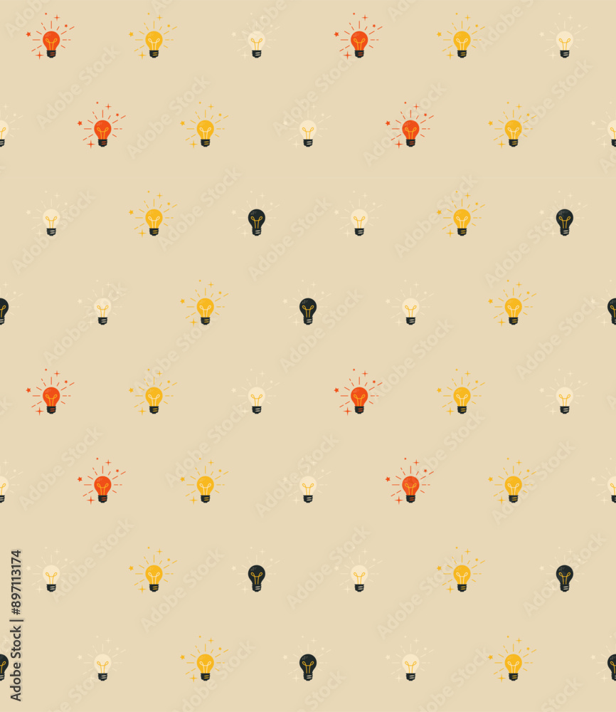 Glowing light bulbs. Seamless vector pattern Glowing light bulbs. Seamless vector pattern