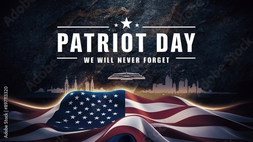 Patriot Day with american flag, Generative ai.