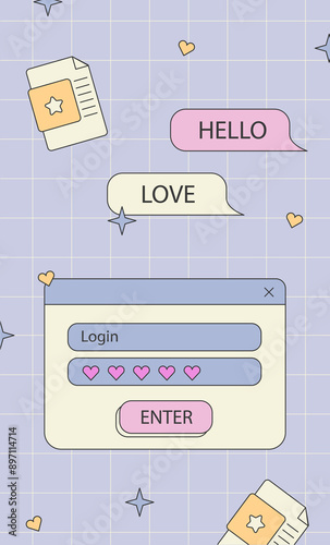 Vaporwave ig post templates for social media. Abstract retro 80s 90s aesthetic groovy backgrounds with old computer user interface, dialog window and nostalgic elements. Stock groovy illustration.